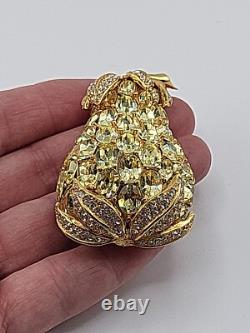 Rare Vintage CINER Fruit PINEAPPLE RHINESTONE CRYSTAL BROOCH LARGE PIN