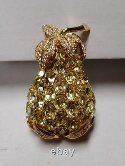 Rare Vintage CINER Fruit PINEAPPLE RHINESTONE CRYSTAL BROOCH LARGE PIN