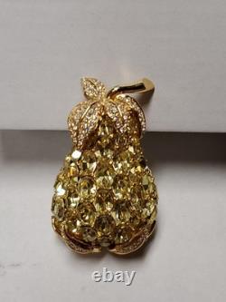Rare Vintage CINER Fruit PINEAPPLE RHINESTONE CRYSTAL BROOCH LARGE PIN