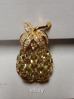 Rare Vintage CINER Fruit PINEAPPLE RHINESTONE CRYSTAL BROOCH LARGE PIN