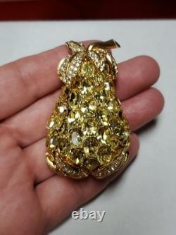 Rare Vintage CINER Fruit PINEAPPLE RHINESTONE CRYSTAL BROOCH LARGE PIN