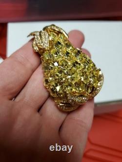 Rare Vintage CINER Fruit PINEAPPLE RHINESTONE CRYSTAL BROOCH LARGE PIN