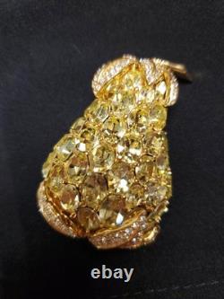 Rare Vintage CINER Fruit PINEAPPLE RHINESTONE CRYSTAL BROOCH LARGE PIN