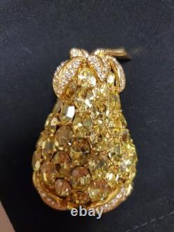 Rare Vintage CINER Fruit PINEAPPLE RHINESTONE CRYSTAL BROOCH LARGE PIN