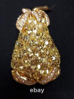Rare Vintage CINER Fruit PINEAPPLE RHINESTONE CRYSTAL BROOCH LARGE PIN