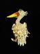 Rare Vintage CORO Adolf Katz 1945 Pelican or Stork Brooch Enamel and Rhinestone