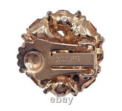 Rare Vintage Claudette Signed Pastel Crystal Rhinestone Brooch Earrings Set