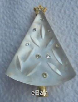 Rare Vintage EISENBERG Christmas Tree Pin Brooch GLASS not Lucite Rhinestone