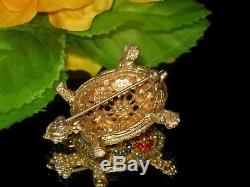 Rare Vintage Estate Designer Flower Bead Rs Ciner Turtle Brooch Pin Antique