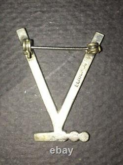 Rare Vintage Fenichel Wwii V For Victory Rhinestone Metal Patriotic Brooch Pin