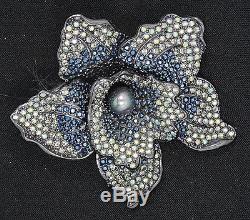 Rare Vintage Joan Rivers Elegance In Bloom Pave Orchid Pin Brooch 3