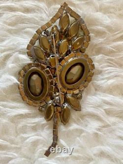 Rare Vintage Juliana D&E Christmas Floral Red & Green Rhinestone Brooch Pin