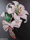 Rare Vintage Pave Rhinestone Flower Brooch Rhodium Invisible Set 3-D 1940s Dujay