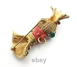 Rare Vintage Signed CINER Rhinestone Cabochon Blackamoor Brooch