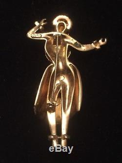 Rare Vintage Signed Coro Hawaiian Hula Dancer Figural Rhinestone Brooch Pin