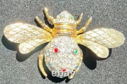Rare Vintage Signed Craft Bee Rhinestone Brooch