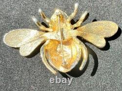 Rare Vintage Signed Craft Bee Rhinestone Brooch