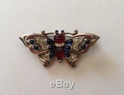 Rare Vintage Signed Crown TRIFARI 01 Jelly Belly Butterfly Pin Brooch