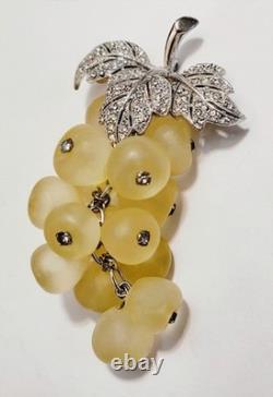 Rare Vintage Signed Hattie Carnegie Lucite & Rhinestone Grape Cluster Brooch