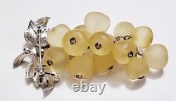 Rare Vintage Signed Hattie Carnegie Lucite & Rhinestone Grape Cluster Brooch