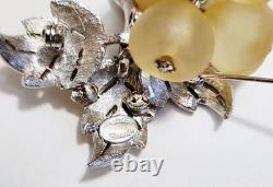 Rare Vintage Signed Hattie Carnegie Lucite & Rhinestone Grape Cluster Brooch