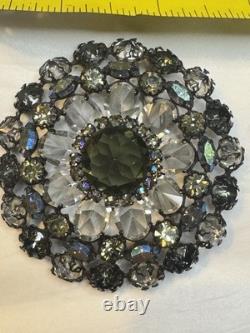 Rare Vintage Signed Schreiner New York Rhinestone Pendant Brooch