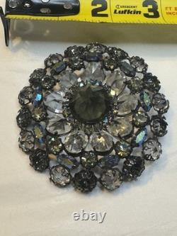 Rare Vintage Signed Schreiner New York Rhinestone Pendant Brooch