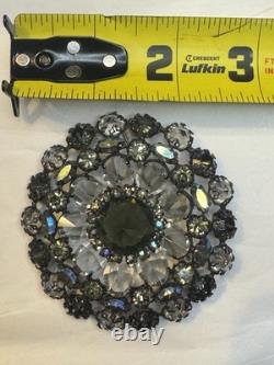Rare Vintage Signed Schreiner New York Rhinestone Pendant Brooch