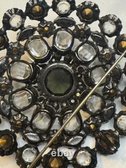 Rare Vintage Signed Schreiner New York Rhinestone Pendant Brooch