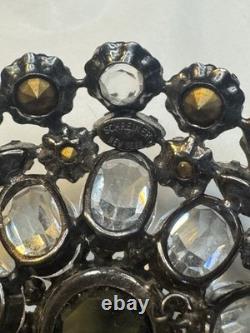 Rare Vintage Signed Schreiner New York Rhinestone Pendant Brooch