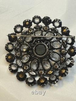Rare Vintage Signed Schreiner New York Rhinestone Pendant Brooch