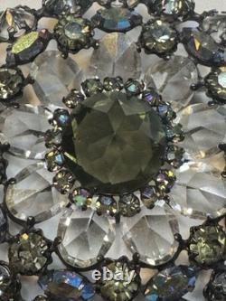 Rare Vintage Signed Schreiner New York Rhinestone Pendant Brooch