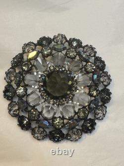 Rare Vintage Signed Schreiner New York Rhinestone Pendant Brooch