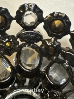 Rare Vintage Signed Schreiner New York Rhinestone Pendant Brooch