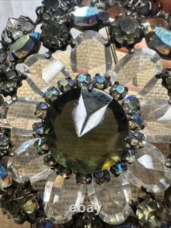 Rare Vintage Signed Schreiner New York Rhinestone Pendant Brooch