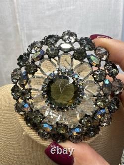 Rare Vintage Signed Schreiner New York Rhinestone Pendant Brooch