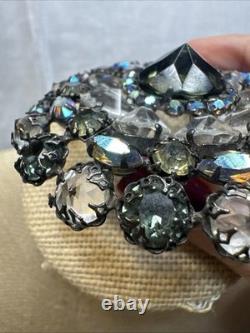 Rare Vintage Signed Schreiner New York Rhinestone Pendant Brooch