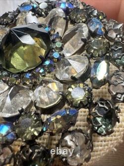 Rare Vintage Signed Schreiner New York Rhinestone Pendant Brooch