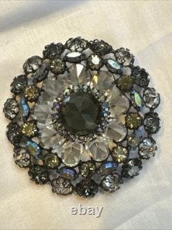 Rare Vintage Signed Schreiner New York Rhinestone Pendant Brooch