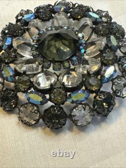 Rare Vintage Signed Schreiner New York Rhinestone Pendant Brooch