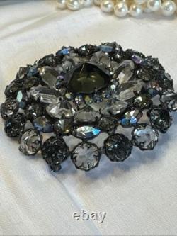 Rare Vintage Signed Schreiner New York Rhinestone Pendant Brooch