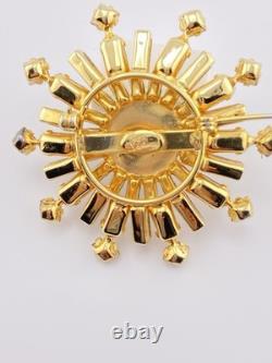 Rare Vintage Signed Sherman-Amber, Citrine Swarovski Rhinestone Brooch