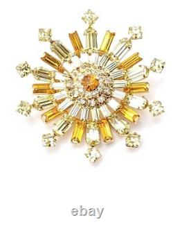 Rare Vintage Signed Sherman-Amber, Citrine Swarovski Rhinestone Brooch Rare Vintage Signed Sherman-Amber, Citrine Swarovski Rhinestone Brooch