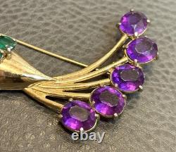 Rare Vtg 1942 Adolph Katz Signed Coro Rhinestones Peacock Brooch Pin Book Piece