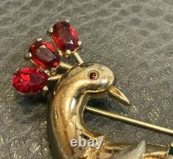 Rare Vtg 1942 Adolph Katz Signed Coro Rhinestones Peacock Brooch Pin Book Piece