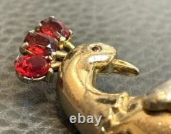 Rare Vtg 1942 Adolph Katz Signed Coro Rhinestones Peacock Brooch Pin Book Piece