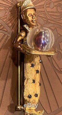 Rare Vtg 2-1/2 Signed HAR Goldtone Jeweled Fortune Teller Genie Brooch Pin