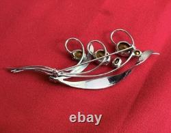 Rare Vtg STARET Signed 1940s Rhinestone Floral Spray Brooch Pin 4