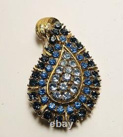 Rare stunning? Blazing blue Hues Rhinestone brooch Vintage