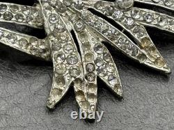 Roth-Feder Vintage Pot Metal Rhinestone Brooch Green Faux Emerald Art Deco READ